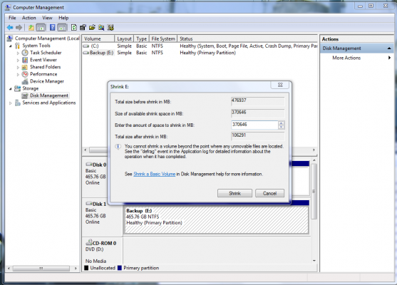 disk shrink