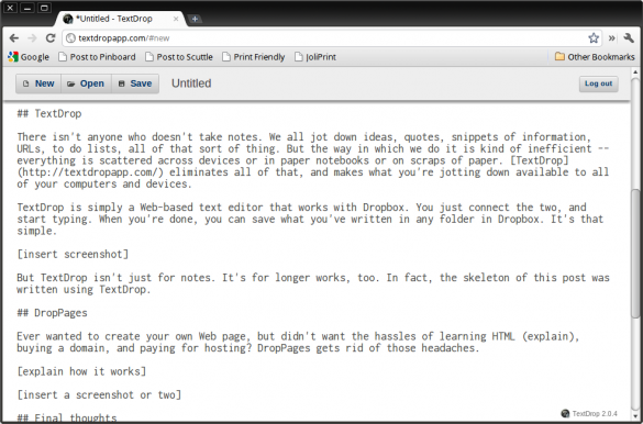 Writing with TextDrop Writing with TextDrop