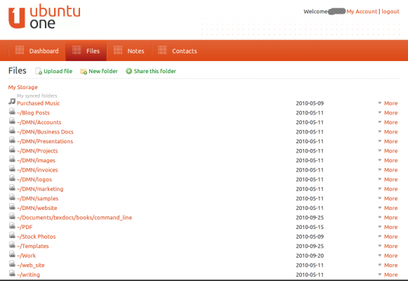 Ubuntu One web interface Ubuntu One web interface