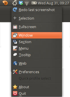 Shutter right-click menu Shutter right-click menu