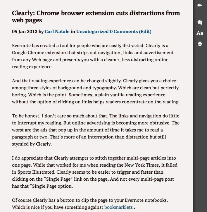 Clearly: Chrome browser extension cuts distractions from web pages