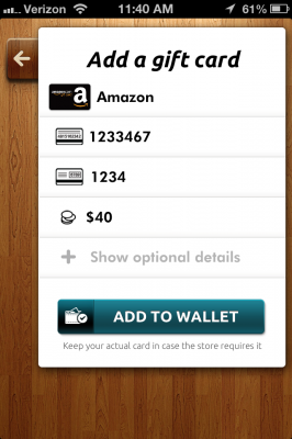Add gift card