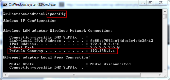 xp-wireless-security-ipconfig Gateway Address using ipconfig in Command Line